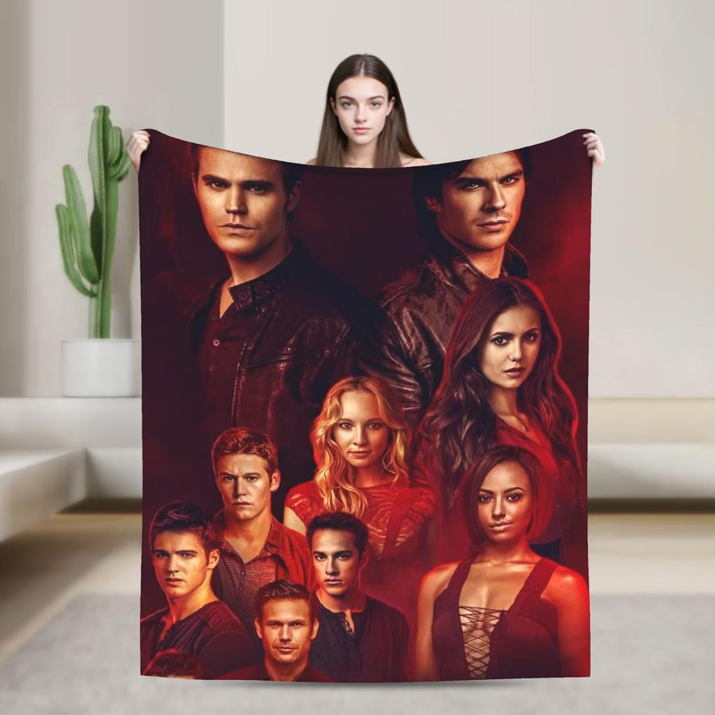 The Vampire Diaries Damon salvatore Blanket Print Plush Throw Blanket For Home Decor Travel Office Flannel Bedspread Bed Cover
