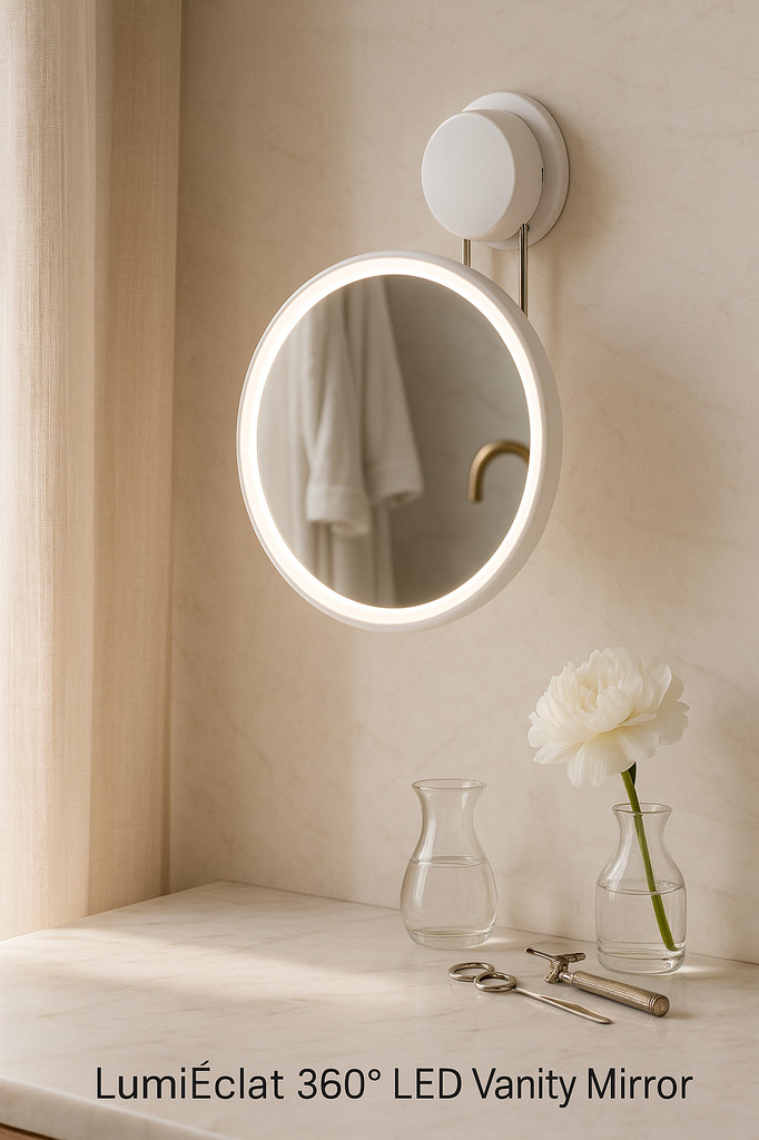 Bathroom Makeup Mirror Toilet HD Makeup Mirror Free Punch 360 Degree Rotating Folding LED Makeup Mirror