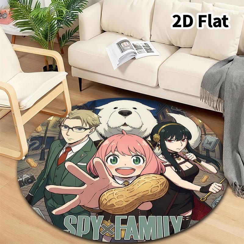 Spy Family Round Area Rug Carpet Rug For Living Room Bedroom Sofa Playroom Decor Nonslip Floor Mat