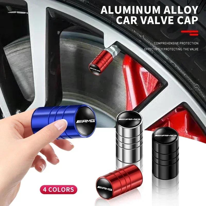 4PCS Car Badge Wheel Tires Valve Caps Tyre Valve Stem Covers For Mercedes Benz AMG A B C E G CLA W211 W203 W204 W210 W124 SRW1