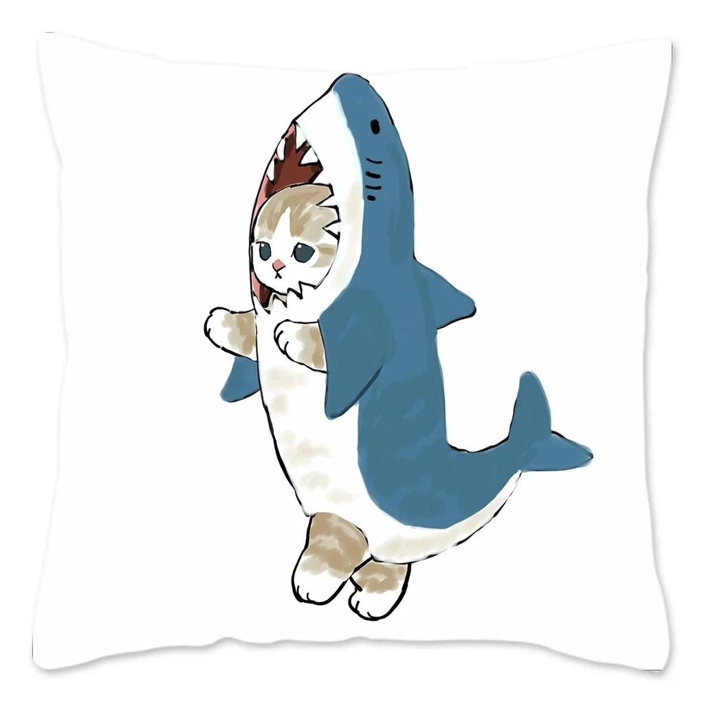 Luxury Home Decor Pillowcase Cat Shark Creative Pattern Cushion Cover Living Room Sofa Cushion Cover