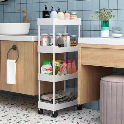 2/3/4 Tier Slim Narrow Storage Cart Mobile Shelf Unit Drawer Organizer Slide Out Trolley Cart Rack For Kitchen Bathroom Laundry