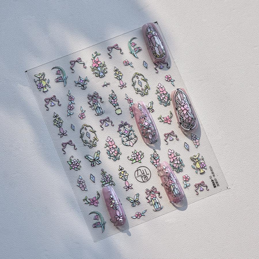 Tomoni Shell Light Nail Art Stickers - Popular Retro DIY Rococo Lattice Design for Phone Cases and Nails (4145)