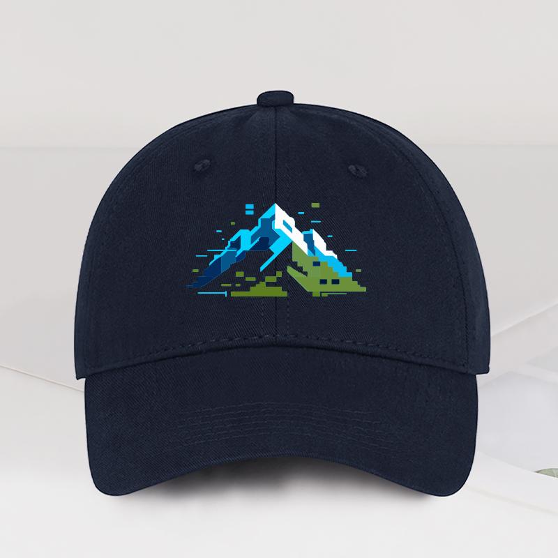 Fashion Pixel Snow Mountain Print Baseball Cap Retro Pixel Outdoor Style Outdoor Hiking Camping Travel Gift For Outdoor Enthusia
