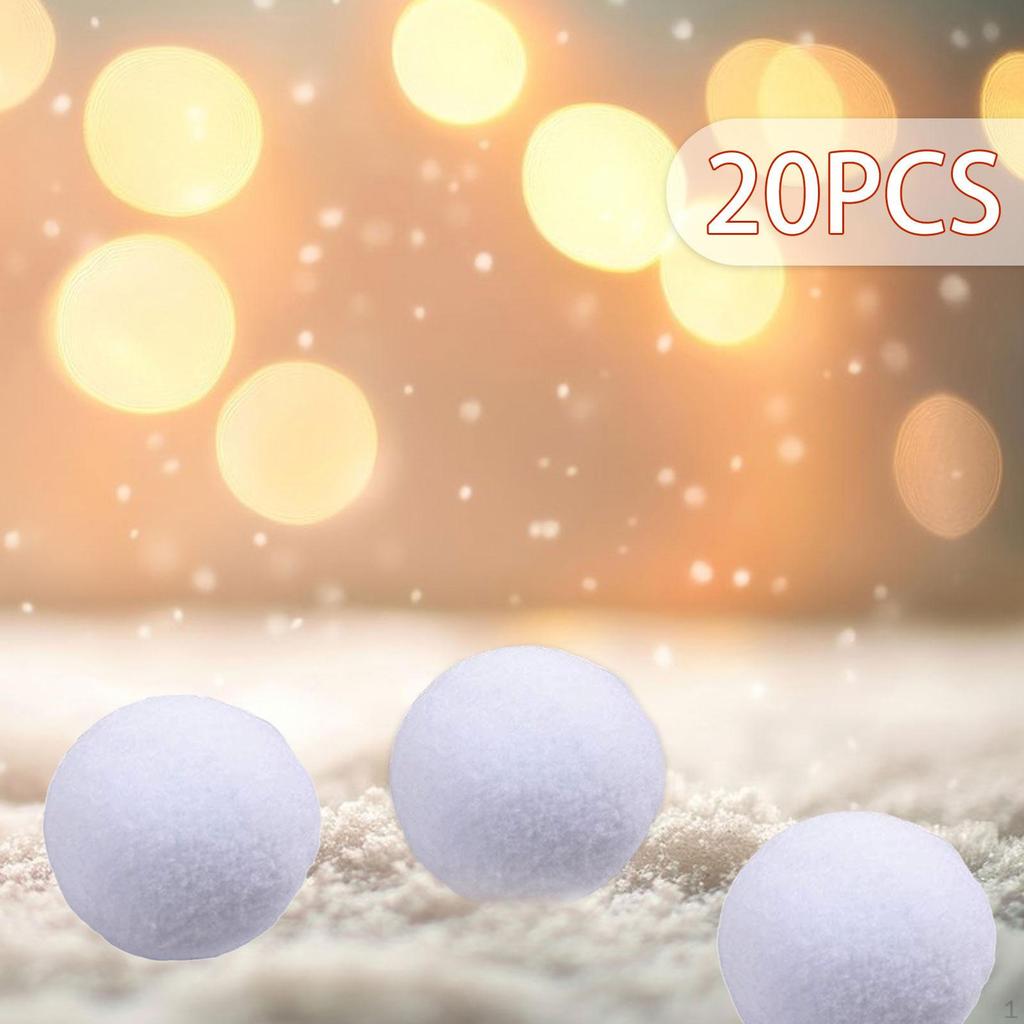 20 Pieces Artificial Snowballs Christmas Tree Ornaments Fake Synthetic Fiber Snowball