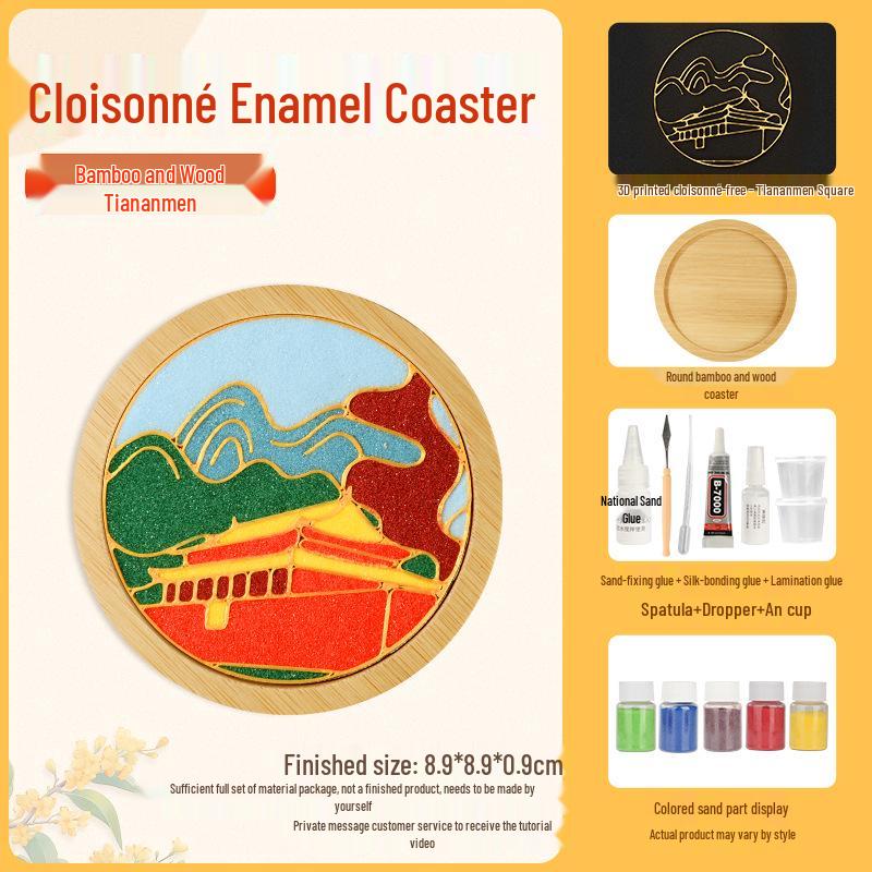 Cloisonné DIY Coaster Kit: Jingtailan No-Wire-Drawing, Chinese Style, Handmade Team Building Activity