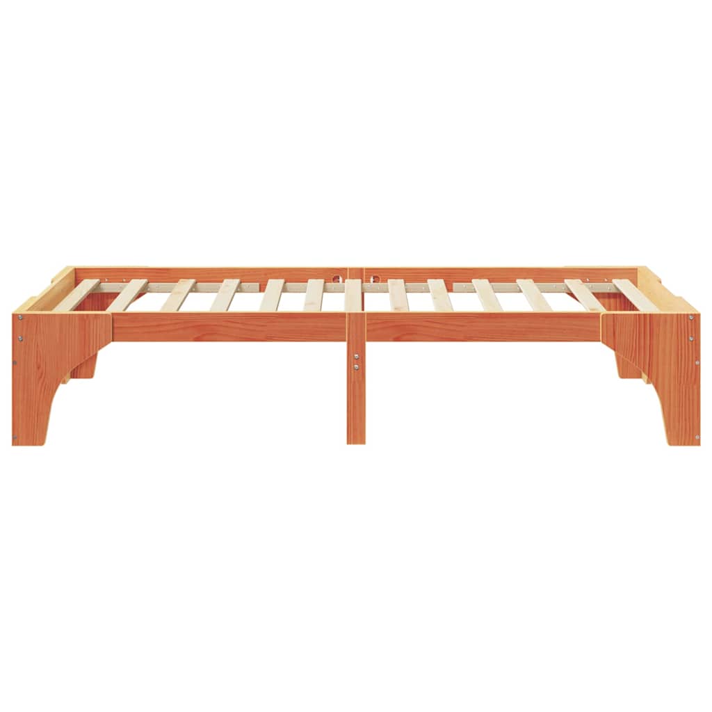 Brown Bed Frame 31.5 x 78.7 in (80 x 200 cm) Solid Pine Wood