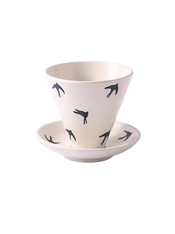 

Ceramic Coffee Cup Creative Cup and Saucer Set Japanese Tableware Retro Coarse Pottery Latte Gift Box Household Goods