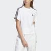 Adidas Striped Logo Print Casual Cropped T-shirt for Women, White