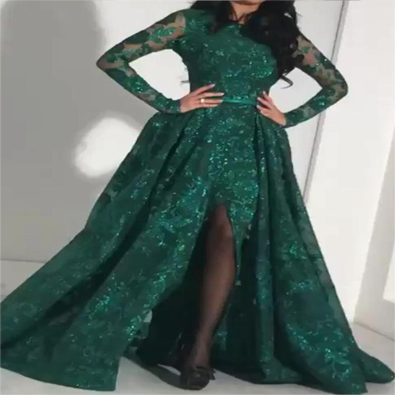 Spring Women s Clothing Gold Embroidery Sexy Butt Wrap Dress Dress Women S зелёный