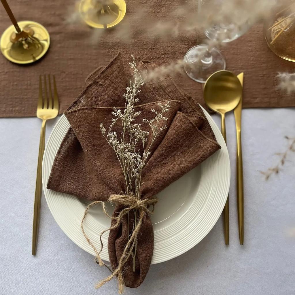 10PCS Decoration Mariage Gauze Crepe Cloth Napkins Pure Cotton Fabric Wedding Decor Everyday Use Dinner Tea Towel Table Village