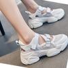 100% Genuine Leather Shoes Thick Sole Summer Women Sandals Casual Woman Height Increasing White Shoes A3507
