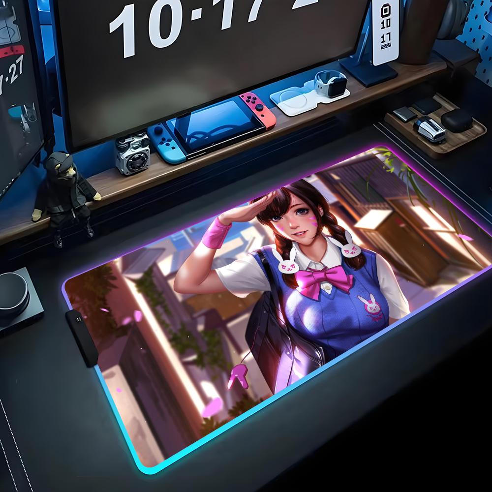 Dva Mouse Pad RGB Gaming Mousepad Big LED Pad PC Desk Mat Luminous Mouse Pad Large Keyboard Mats Table Rug With Backlit
