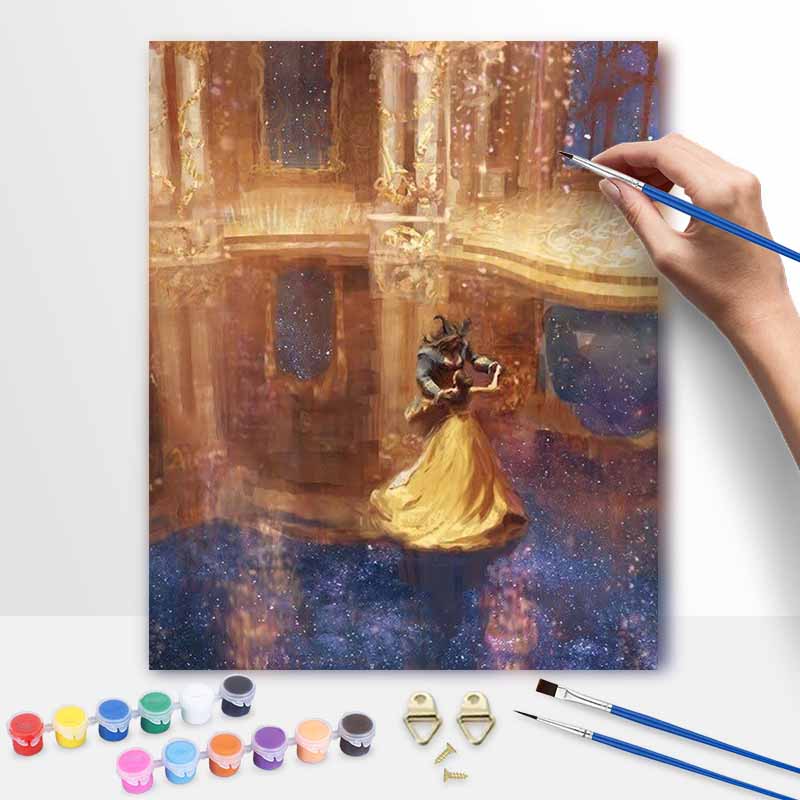 Disney Beauty and the Beast Digital Oil Painting Diy Coloring Handpainted Filling Home Decoration Gift for Art Lovers DIY Decor