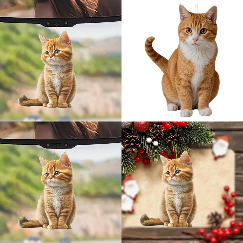 Niedlicher Oranger Katzenmuster Acryl Anhänger Für Roadtrip Zubehör