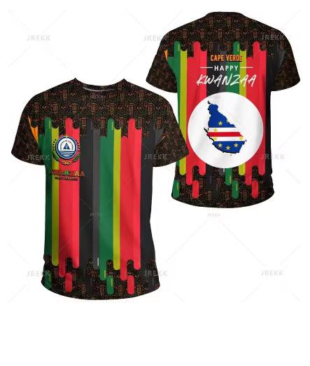 Fashion Women's T-Shirt Recomof Cabo Verde Flag Map 3D Printed T-Shirt Badge Graphic T-Shirt Men