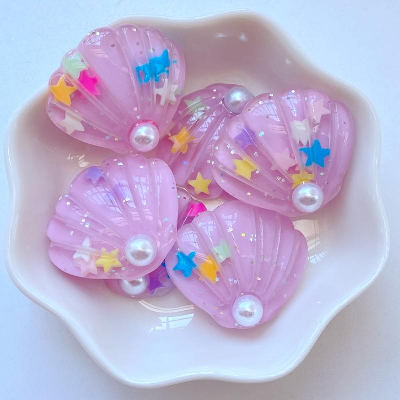 10Pcs New Cute 25*28mm Pearl Shell Flat Back Resin Cabochons Scrapbooking DIY Jewelry Craft Decoration Accessorie