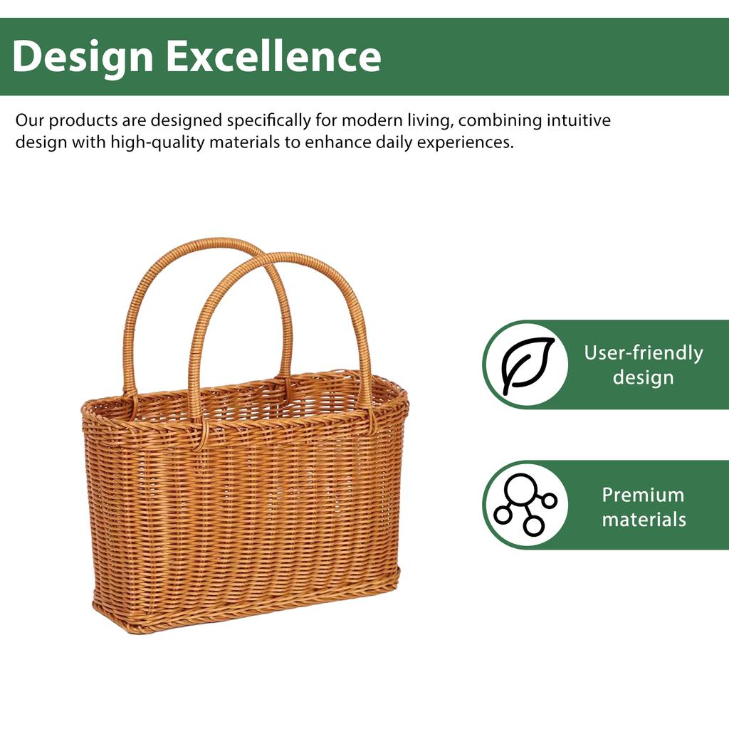Wicker Storage Basket Handheld Shopping Basket Storage Basket For Outdoor Picnic And Home Use