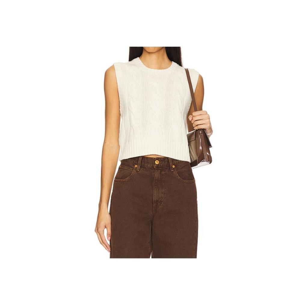 Polo Ralph Lauren Solid Color Pullover Crew Neck Sleeveless Knit Top Women tops White 211941553-004