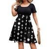 Women's Fashionable And Trendy Round Neck Short Sleeved Waist Print Dress In Plus Size