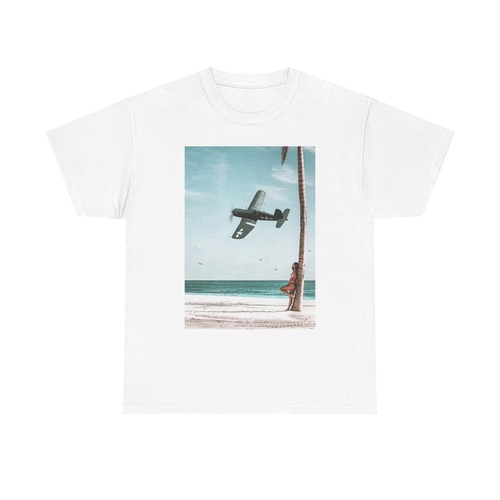 Pearl Harbor Graphic T Shirt Beach Fly Over Hawaii Unisex Heavy Cotton Tee Unisex T-Shirt S