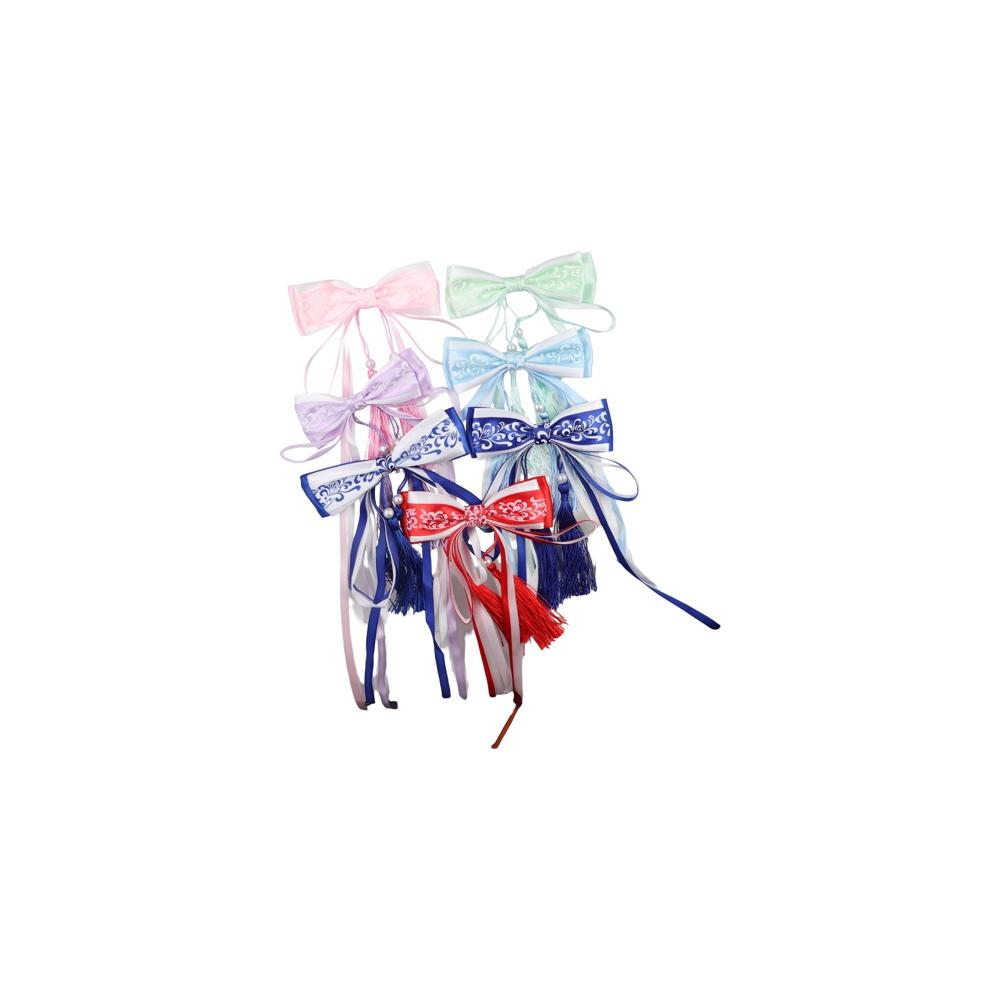 

Sweet Chinese Women Girl Hanfu Hair Clip Hair Accessories Ribbon Tassel Bow Hairpin рожевий