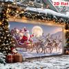 2D Winter Night Santa Sleigh Garage Door Cover, Reindeer & Moon Christmas Decor