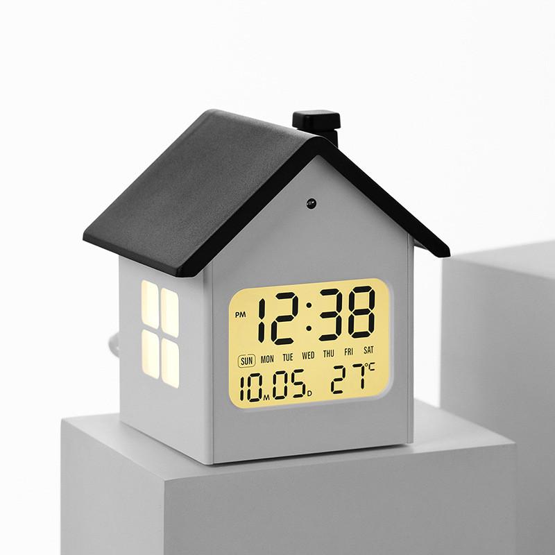 Childrens House Style Digital Alarm Clock With Night Light And Date Display For Bedroom Use