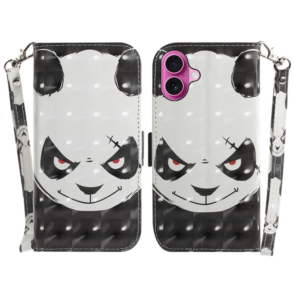 For iPhone 16 Plus Wallet Case 3D Pattern Print Leather Phone Cover