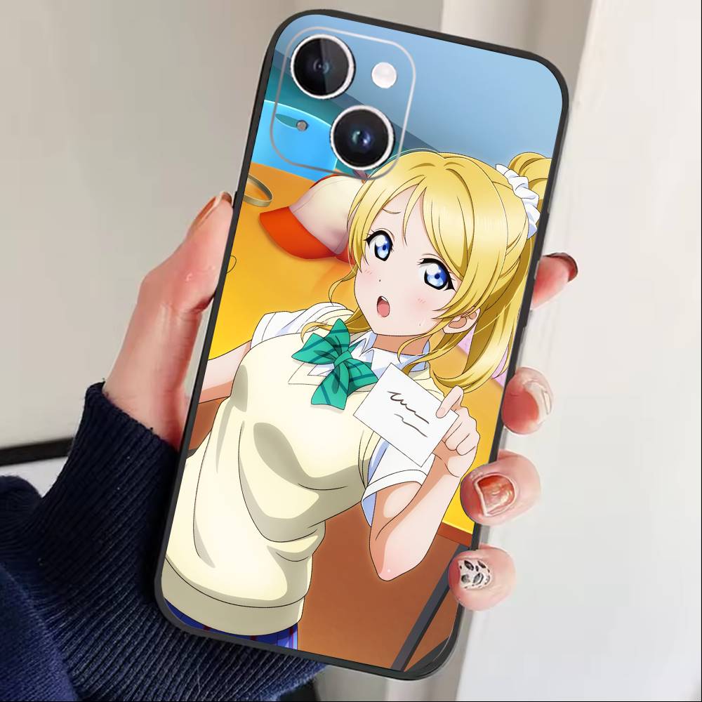 L-Love live-Ayase Eli Phone Case For iPhone 16,15,14,13,12,17,Pro Max,Plus Silicone Black Case