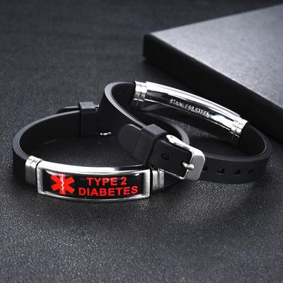 Brazalete de silicona para DIABETES EPILEPSIA, pulsera de longitud ajustable para hombres, mujeres, joyería para niños, Diabetes tipo 1