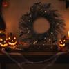 Dark Style Halloween Hanging Garland with Bat Front Door Bat Garland Spooky Halloween Wreath  Bar