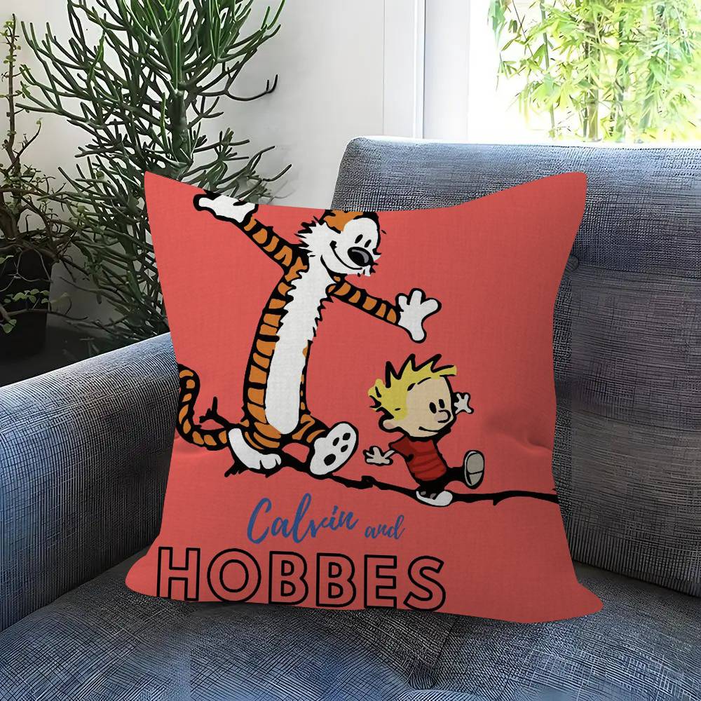Anime C-Calvin And H-Hobbes Cushion Cover Car Throw Pillow Case For Sofa Car Christmas Gift
