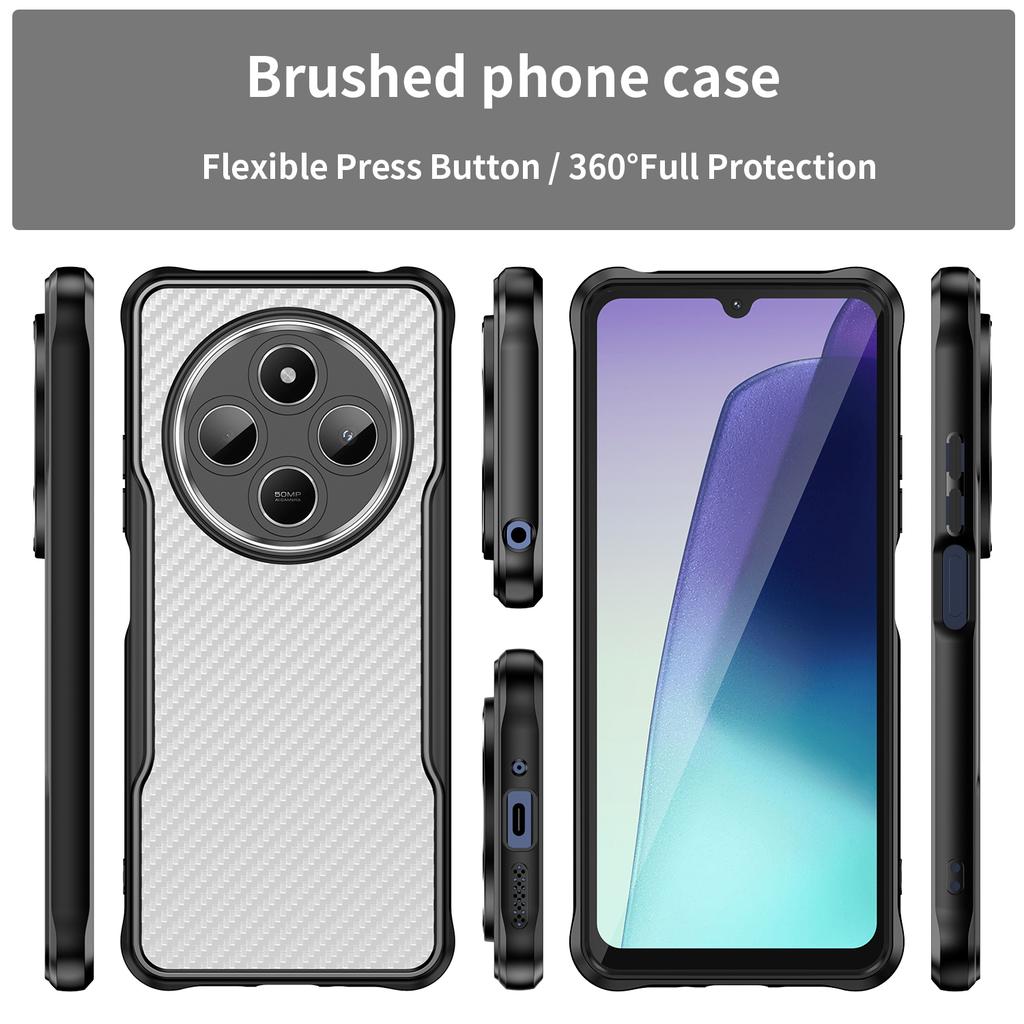 For Xiaomi Poco C75 4G/Redmi 14R 5G/14C 4G Case Carbon Fiber Scratch-Resistant TPU+PC Phone Cover