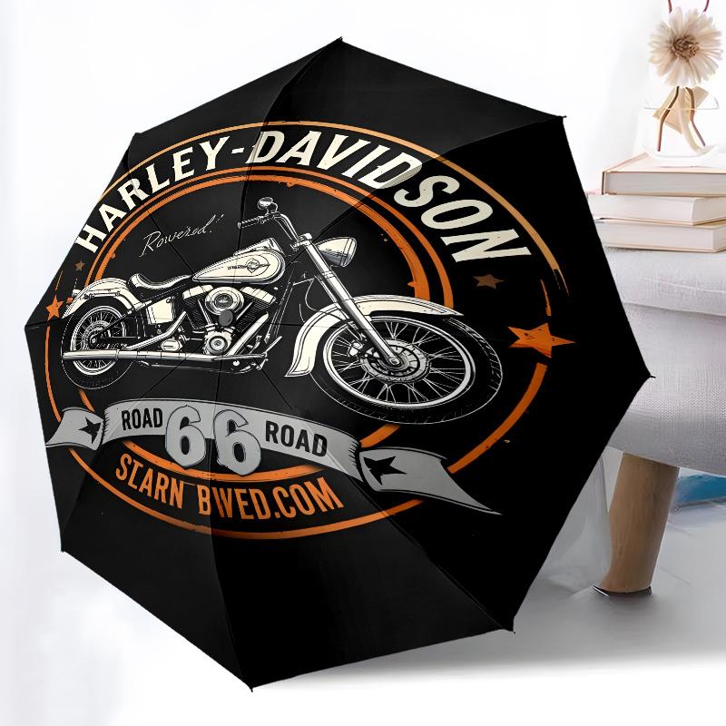 1pc Harley-Davidson Umbrella, Sun Protection, And UV Shielding. It Has Eight Sturdy Ribs for Outdoor Use And Perfect As a Holiday Gift