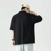 Turn-down Collar Short Sleeve Polo Shirt for Men Loose Fit Trendy Brand Solid Color Plus Size T-shirt Men's Casual American Style Half Sleeve Top