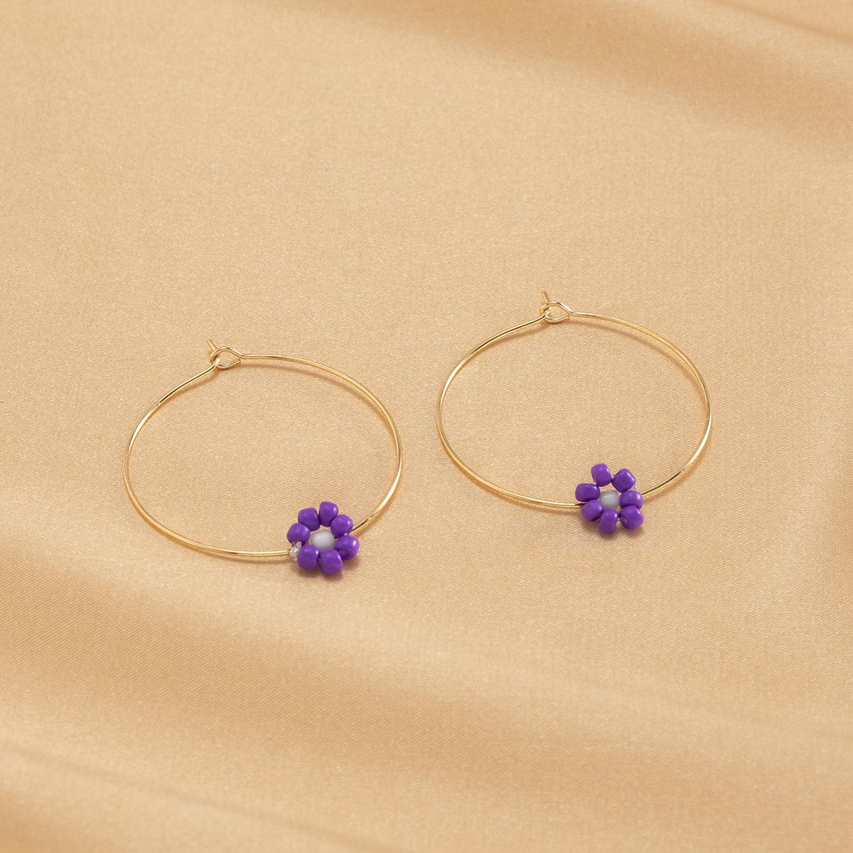 

Элегантные милые серьги-кольца с цветком для женщин и девочек, модные металлические круглые украшения из букле д орей