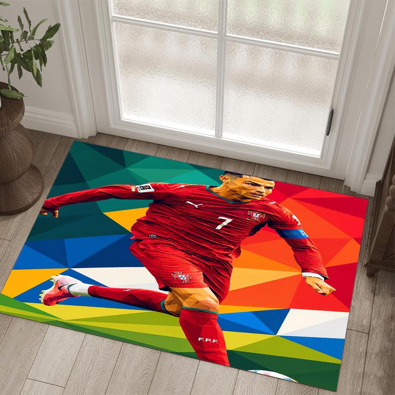 Tappeto in Cristallo Velluto Design Cristiano Ronaldo Accogliente Non?Tappeto Stampato Antiscivolo per Camera da Letto Soggiorno Ingresso