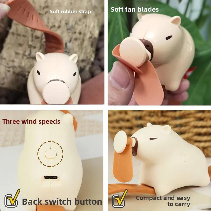 Cartoon Cute Dolphin Watch Fan Adjustable Soft Rubber Strap Summer Outdoor Portable Fan Three Speed Control Charging Fan