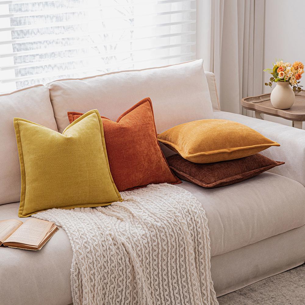 Ins Fengchenille Pillow Bamboo Joint Pattern Jacquard Cushion Internet Celebrity Super Thick Pillow Case Pressed on The Edge of The Sofa Bedside Back