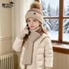 Children's hats, scarves, gloves, three-piece set, winter boys and girls outdoor velvet warm ear protectors, knitted wool hats