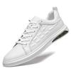Men's Trendy Cross White Low-Top Cowhide Casual Shoes - Soft Sole, Korean Style