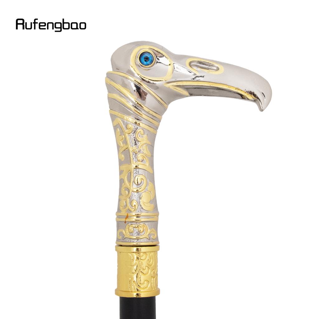 Golden White Eagle Head Luxury Decorative Walking Cane Luxury Stick Elegant Fashion Cane Cosplay Alloy Crosier Stick  93cm