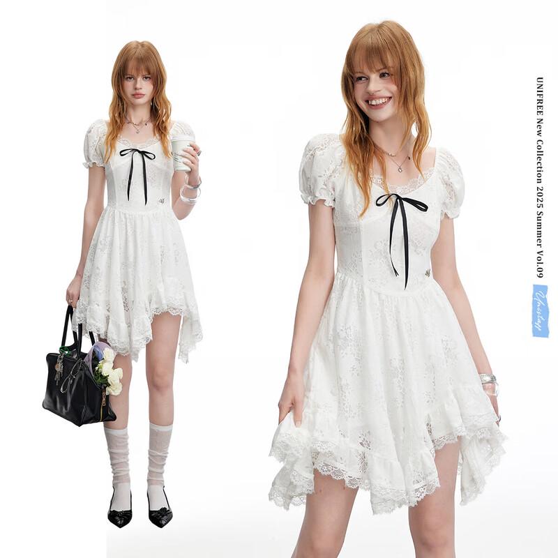 UNIFREE Lace Patchwork Waist Dress S