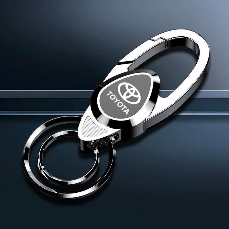 Metal Alloy Logo Keyring Car Keychain For Toyota Yaris Cross Corolla TRD Hybrid Prius CHR Avensis RAV4 Hilux Camry Land Cruiser