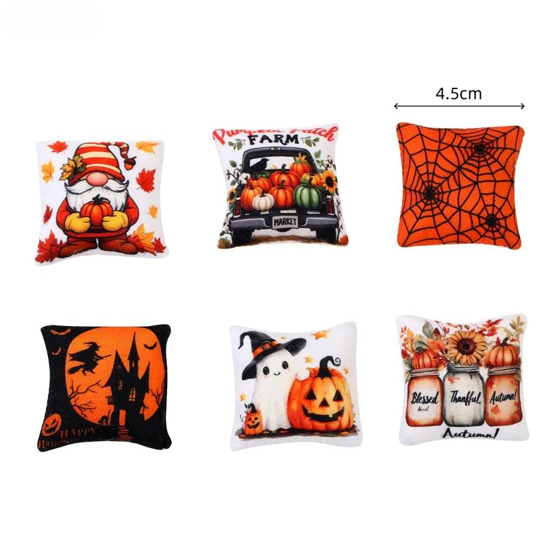 Miniature Dollhouse Halloween Ornament 1Pcs Pumpkin Ghost Pillow Tiny Decor for Doll House Party Scene Gifts