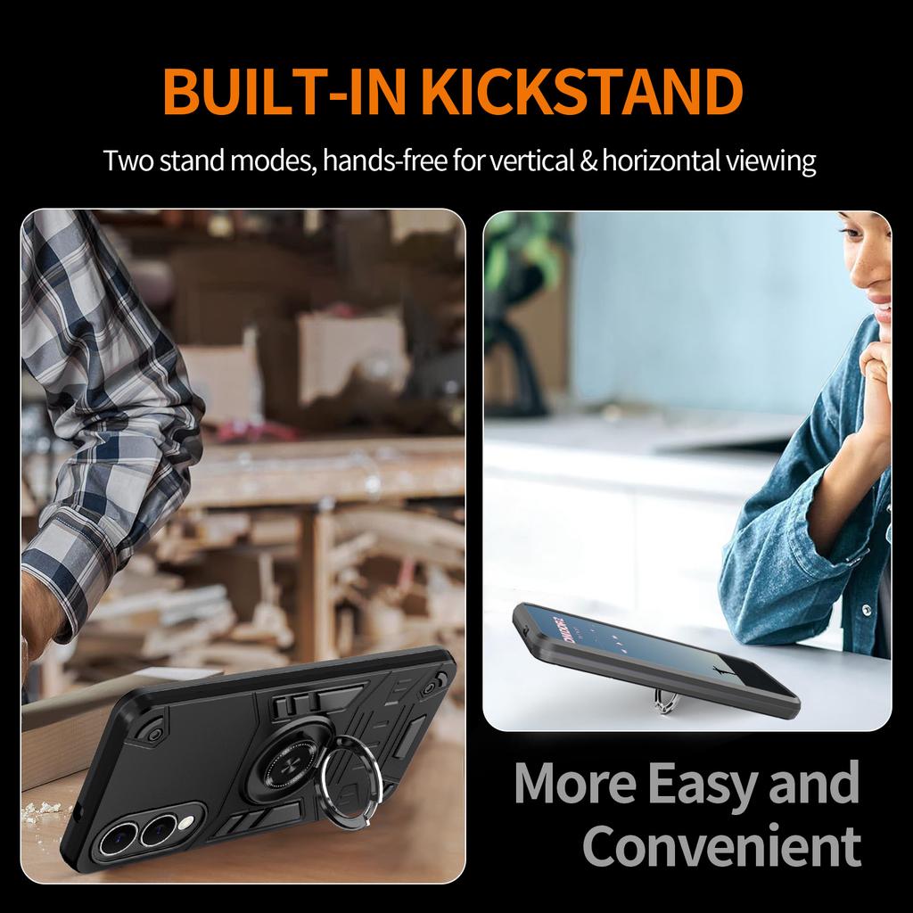 For Samsung Galaxy S25 Edge Case with Ring Holder Kickstand PC + TPU Anti-Fall Phone Cover