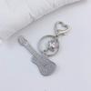 Elegant Full Rhinestones Metal Guitar Keychain Star Charm Keyring Pendant for Music Lovers and Fashion Enthusiasts