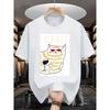 Stylisches Niedliches Cartoon-Print Lässiges Weißes Kurzarm-Paar-T-Shirt Lockere Passform Basic-T-Shirt für Tägliche Streetwear