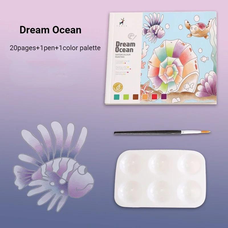 20Sheets Creative Watercolor Painting Book for Kids Fairy Tale Animal Flowers Gouache Graffiti Drawing Picture DIY Toy